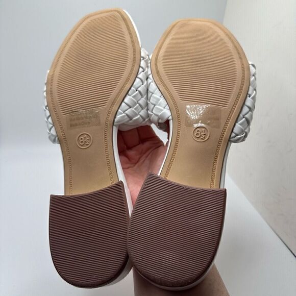 CUSHIONAIRE Women's woven low block heel sandal +Memory Foam 8.5 WHITE - Picture 5 of 7